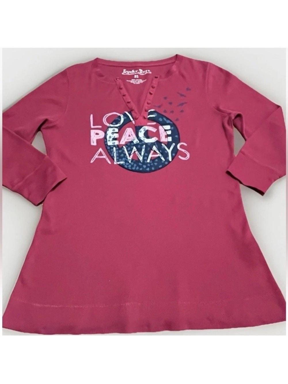 LUCKY BRAND Thermal Shirt - Peace Stretch 3/4-sleeves V-neck